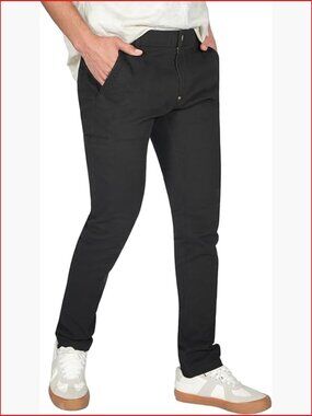 Skinny Fit Chino Pants with Pockets, Tapered Leg, Stretch Cotton